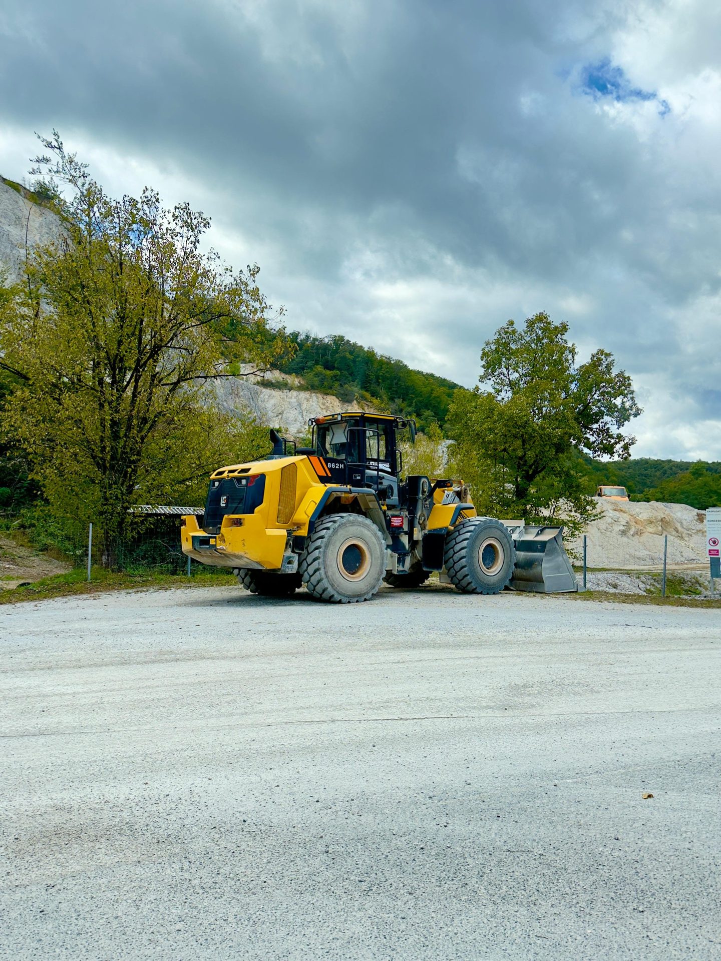 Wheel loader at a dry stacking site